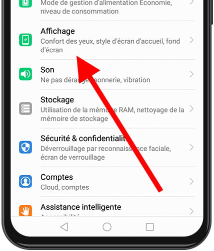 Parametres / écran Huawei