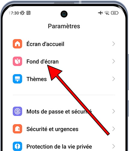 Parametres / Fond d'écran Xiaomi