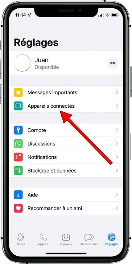 Reglages WhatsApp Web/Desktop iOS